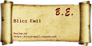 Blicz Emil névjegykártya